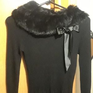 NWOT "Rabbit Fur Sweater with Satin Bow"